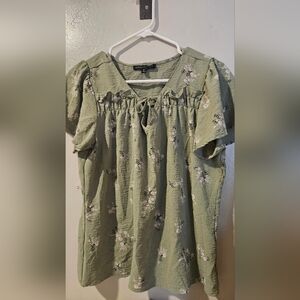 Adrienne Vittadini Sage Floral Blouse